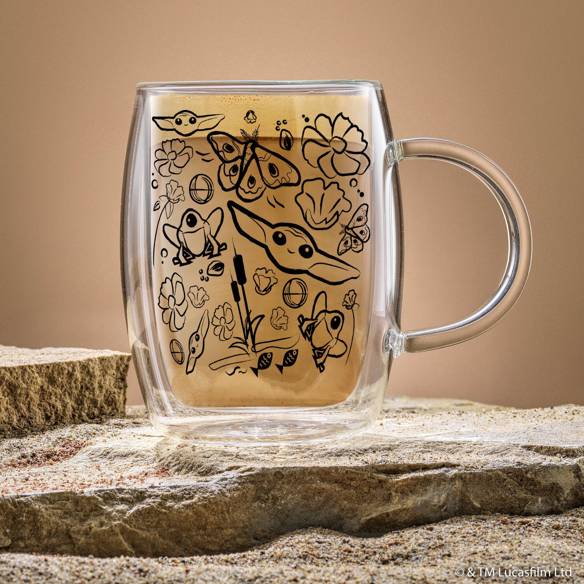 JoyJolt® Star Wars™ 13.5oz. Mandalorian The Child All Around Glass Mug Set, 2ct.